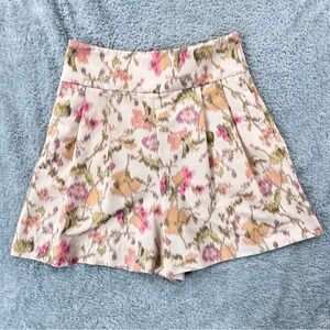 Rebecca Taylor Gloria Fleur Hollywood High-Waist Shorts Cream Base Sz 8